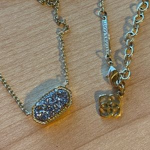 Elisa Gold Pendant Necklace in Platinum Drusy